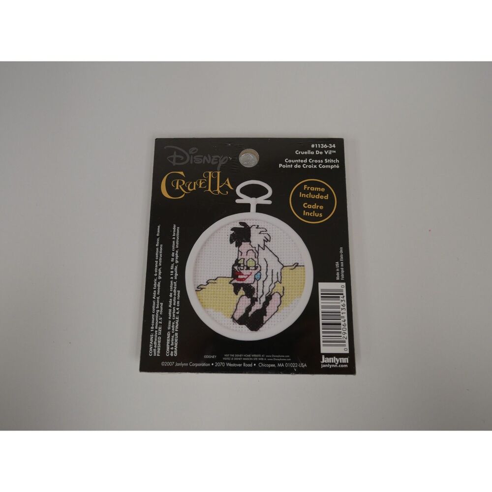 Disney Cruella De Vil Counted Cross Stitch Kit Frame Included Sealed